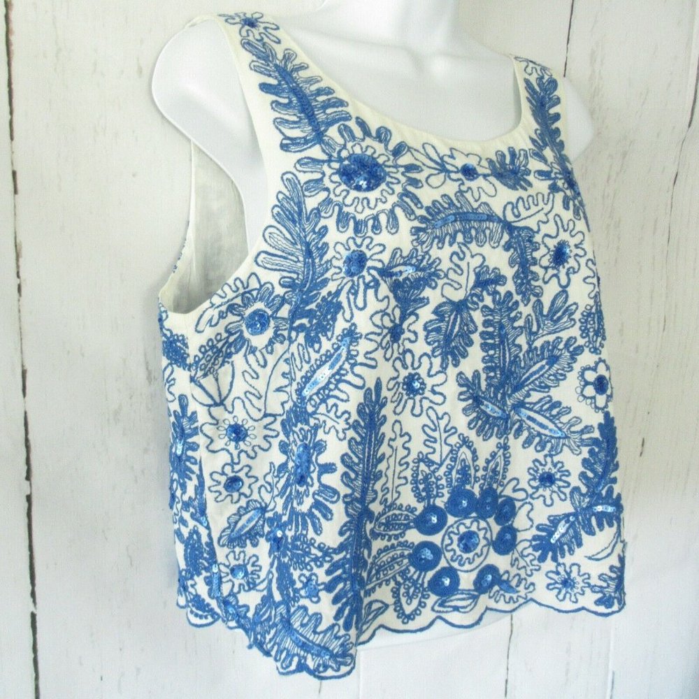 SOLDMoulinette Soeurs Top Embroidered Crop Scallop - Picture 4 of 8